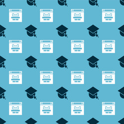 set graduation cap on globe and browser window vector image