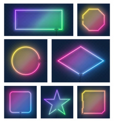 set of realistic colorful glowing different vector image