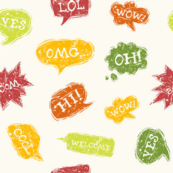speech bubble seamless pattern in linocut style vector image