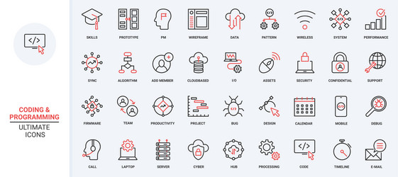 support for computer software program code red vector image