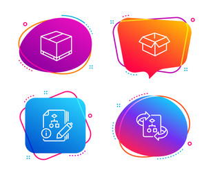 Algorithm delivery box and opened icons set vector