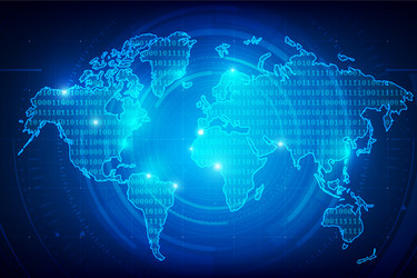 Binary World Map - Futuristic Tech vector image