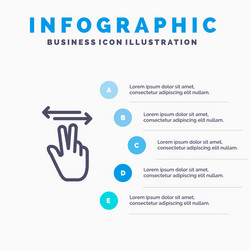 gestures hand mobile touch line icon with 5 steps vector image