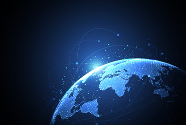 global network connection world map point vector image