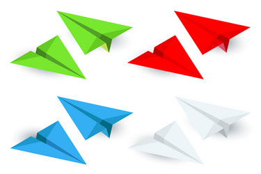 isometric paper planes icon set in simple flat vector