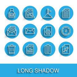 set line trash can document with graph chart vector image