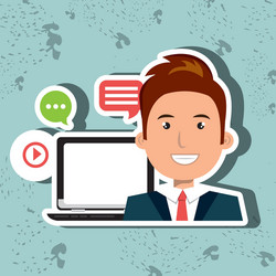 social networking user laptop isolated icon design vector image