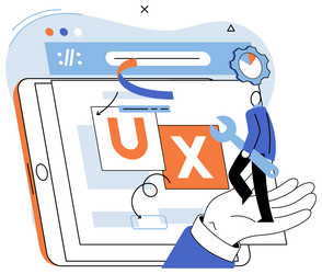 ux design metaphor torchbearer illuminating vector image