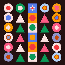 vibrant geometric pattern with circles triangles vector image