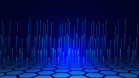 abstract glowing line with perspective hexagons vector image