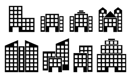 Buildings line icon set architecture concept can vector