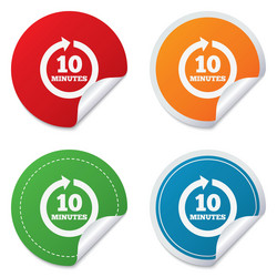 every 10 minutes sign icon full rotation arrow vector image