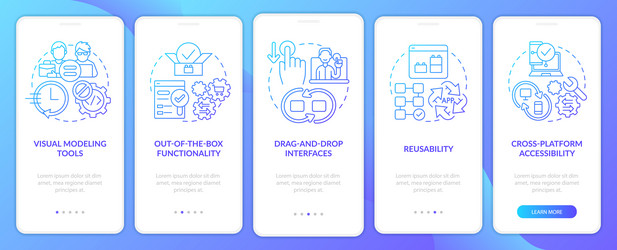 low code platforms blue gradient onboarding vector image