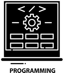 programming icon black sign with editable vector image