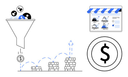 sales funnel process showing user conversion vector image