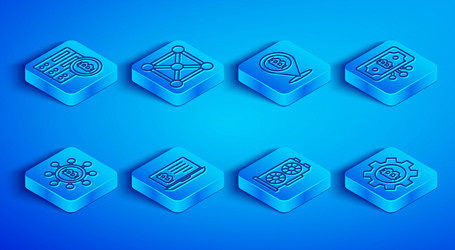 set line server bitcoin blockchain technology vector image