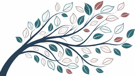 sparse tree branch with minimalist leaves graphic vector image