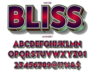3d fontalphabettypefacescriptshadow vector image