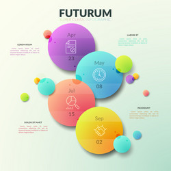 four separate multicolored circles with thin line vector image