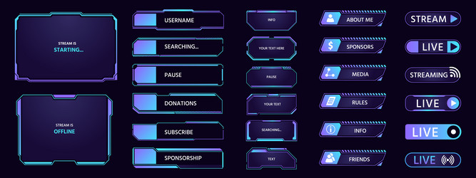game stream hud futuristic overlay with frames vector image