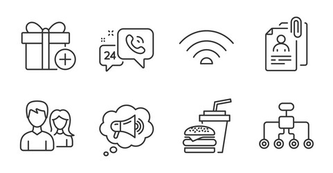 interview documents teamwork and hamburger icons vector image