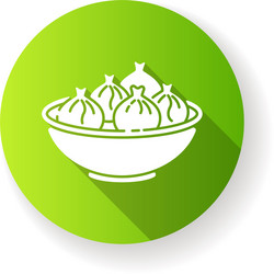 Khinkali green flat design long shadow glyph icon vector