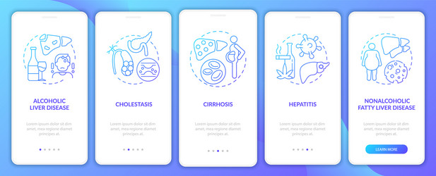 liver disease types onboarding mobile app page vector image