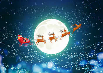 Santa Claus Sleigh with Reindeer Vector Image