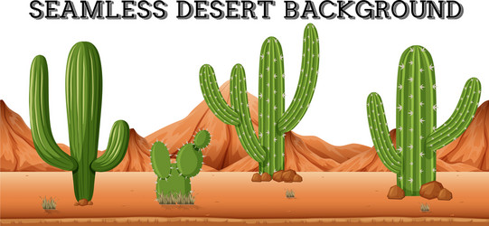 Seamless desert background with cactus plants vector