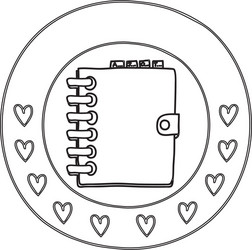 Silhouette circular border with hearts and daily vector