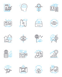 data interpretation linear icons set analysis vector image