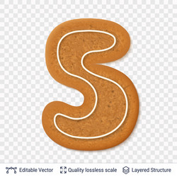 gingerbread number five symbol with drop shadow vector image