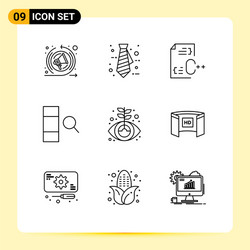 mobile interface outline set 9 pictograms vector