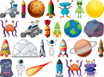 set space objects and elements isolated vector image