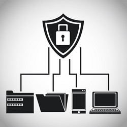 shield protection data device files vector image
