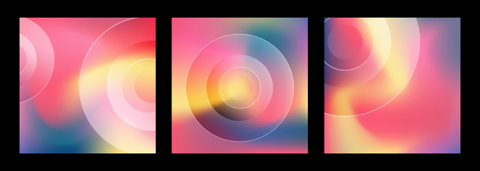 three abstract square cards with gradient texture vector image