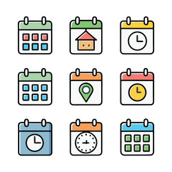 time date and address concept colorful linear vector image
