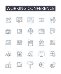 Working conference line icons collection business vector