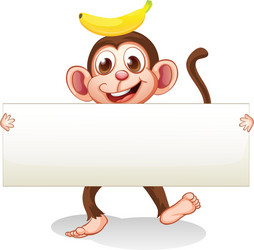 an empty signboard with a monkey at the back vector image