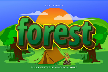 forest editable text effect 3 dimension emboss vector image