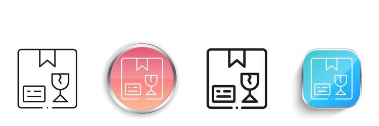 fragile icon thin linear regular and button style vector image