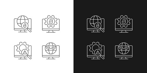 Illegal activities detection linear icons set vector