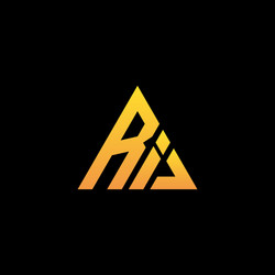 r i monogram initial logo with a yellow triangle vector image