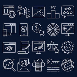 Search engine optimization icon set in thin line vector