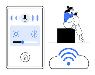 smart home control interface with voice command vector image