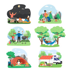 Summer Picnic & BBQ Scene Vector Image