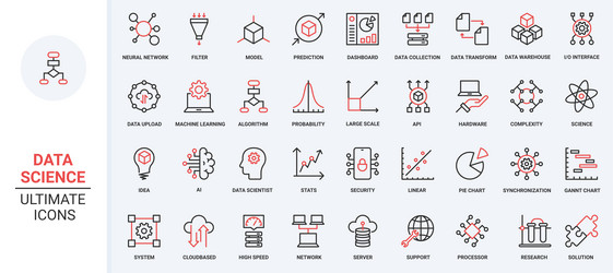 AI Data Analysis & Science Icons vector image