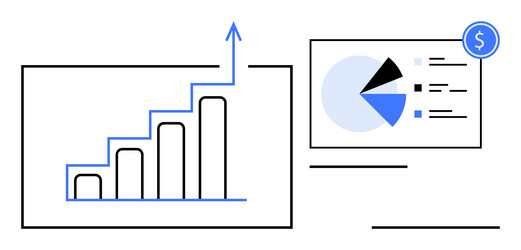 data trends with a growing bar chart and pie vector image