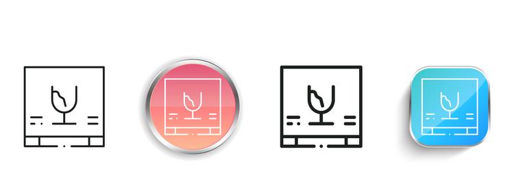 fragile icon thin linear regular and button style vector image