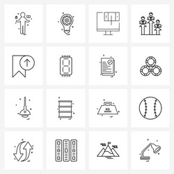 isolated symbols set 16 simple line icons vector image